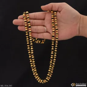 1 Gram Gold Plated 2 Line Glittering Design Rudraksha Mala For Men - Style A343