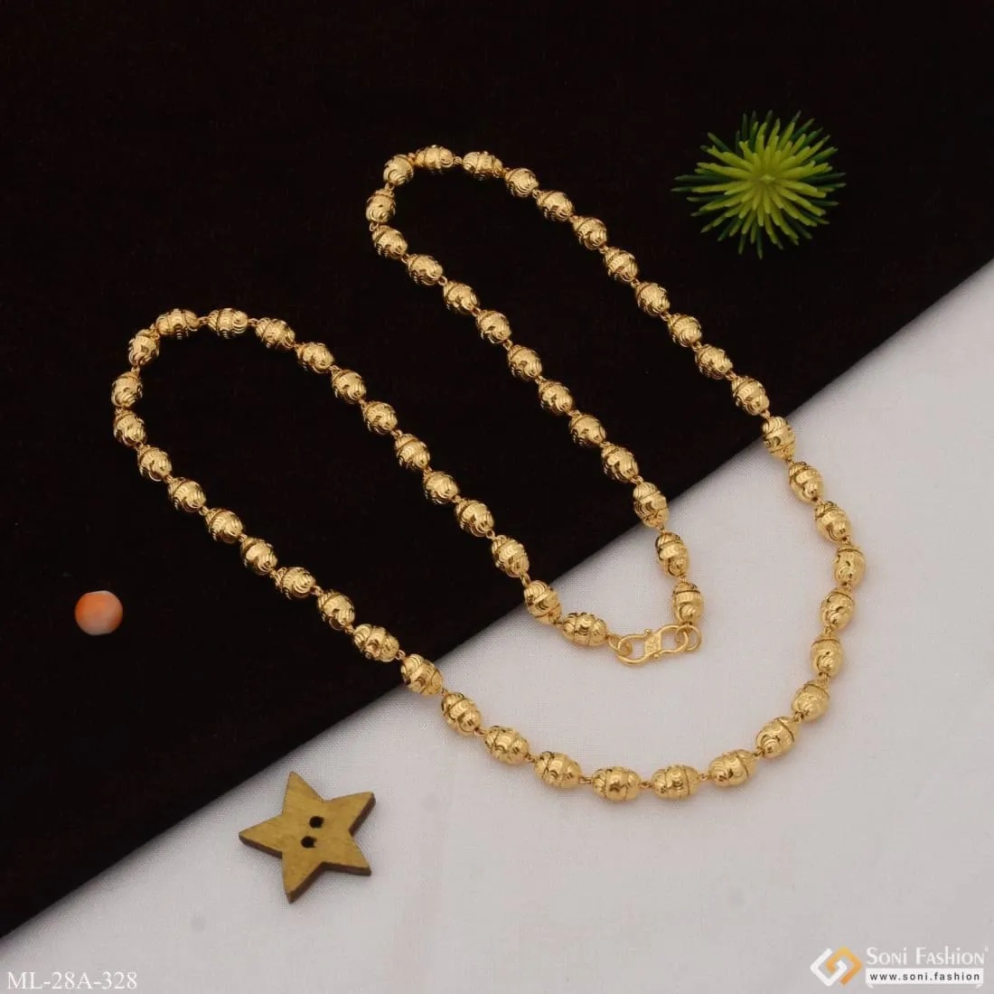 1 Gram Gold Plated Artisanal Design Design High-Quality Mala for Men - Style A328