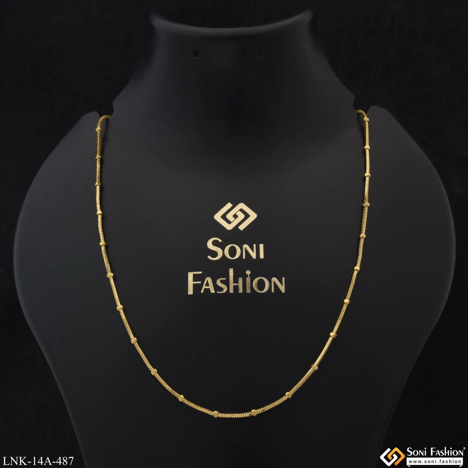 1 Gram Gold Plated Chic Design Glittering Design Chain for Ladies - Style A487