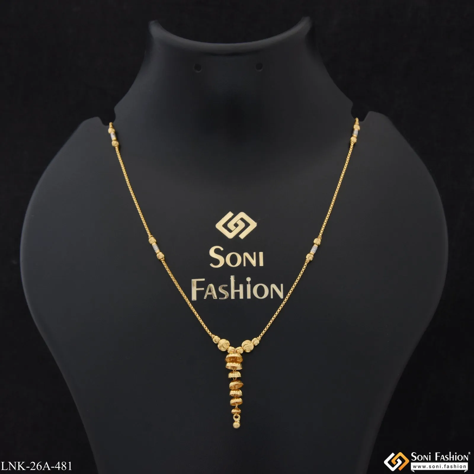 1 Gram Gold Plated Glittering Design Gold Plated Necklace for Lady - Style A481