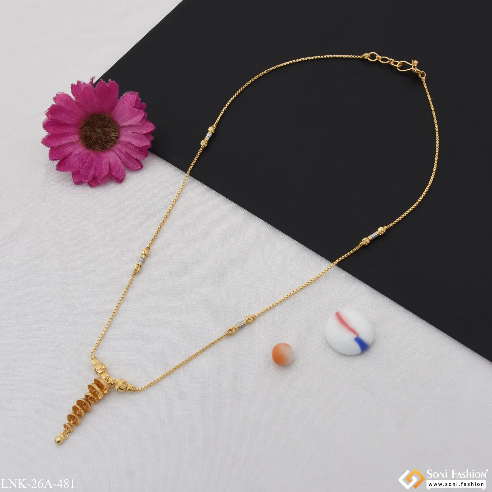 1 Gram Gold Plated Glittering Design Gold Plated Necklace for Lady - Style A481