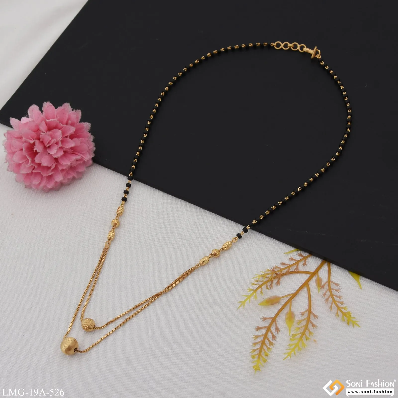 1 Gram Gold Plated Glittering Design Mangalsutra for Women - Style A526