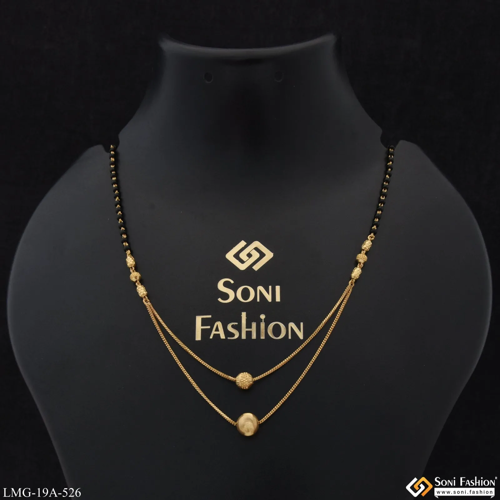 1 Gram Gold Plated Glittering Design Mangalsutra for Women - Style A526