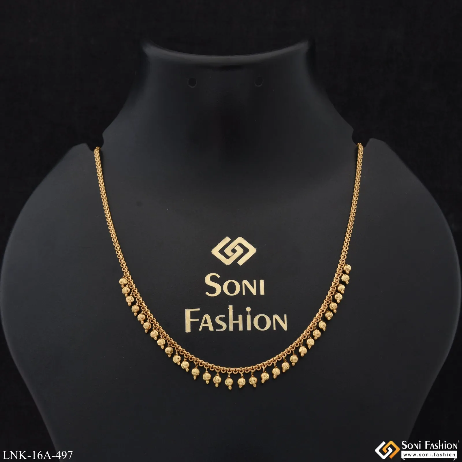 1 Gram Gold Plated Glittering Design Necklace for Ladies - Style A497