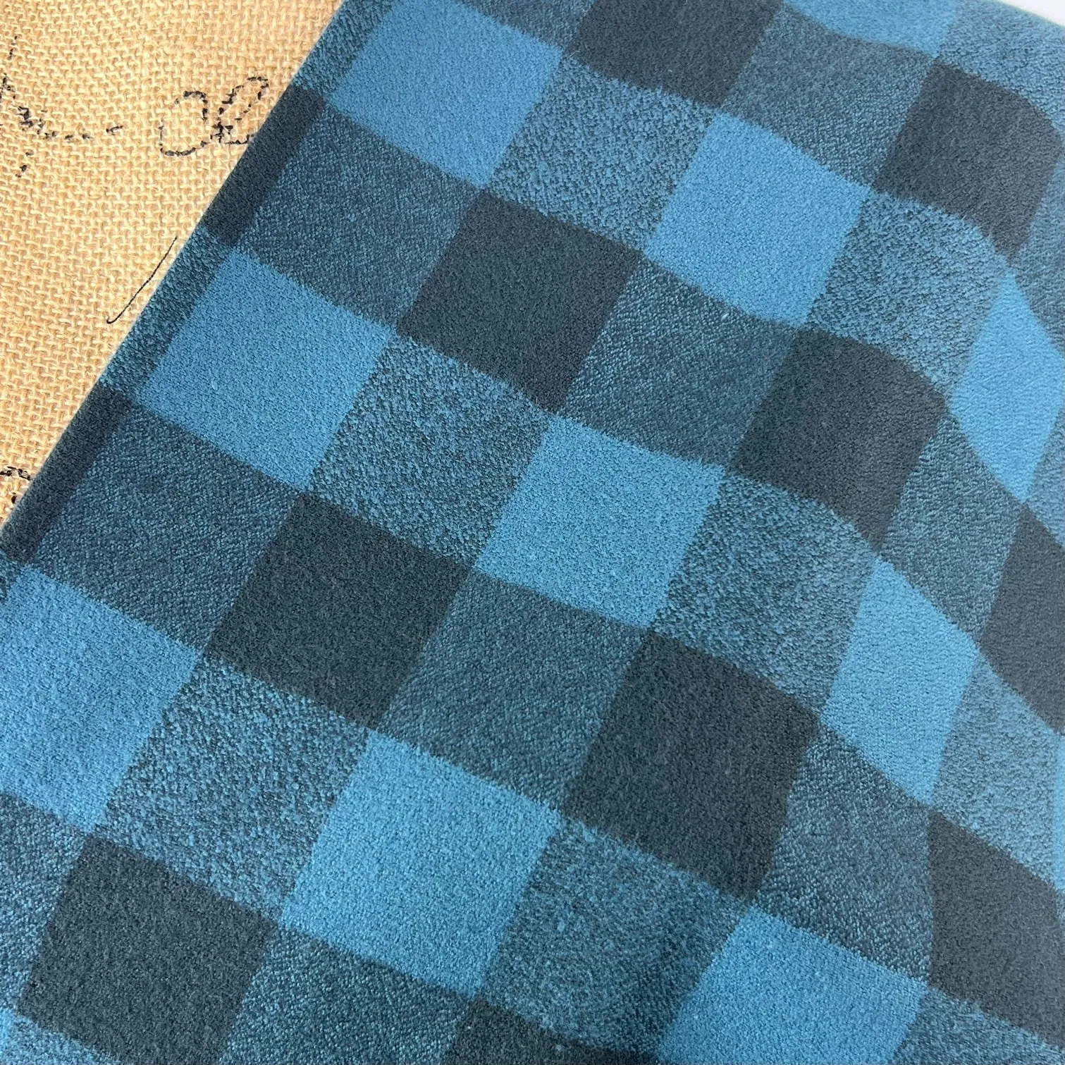 100% Organic Cotton Buffalo Plaid in Ocean Blue and Black Infinity and Blanket Scarves