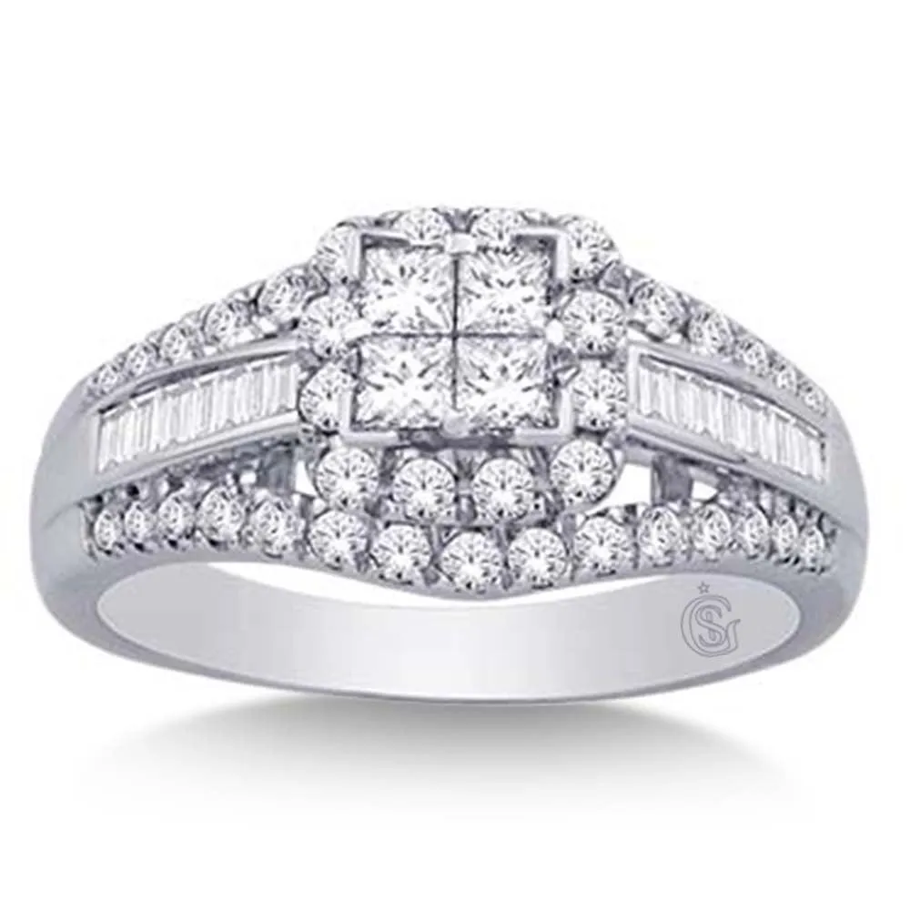 10K White Gold 1 Ct.Tw.Diamond Fashion Invisible Ring