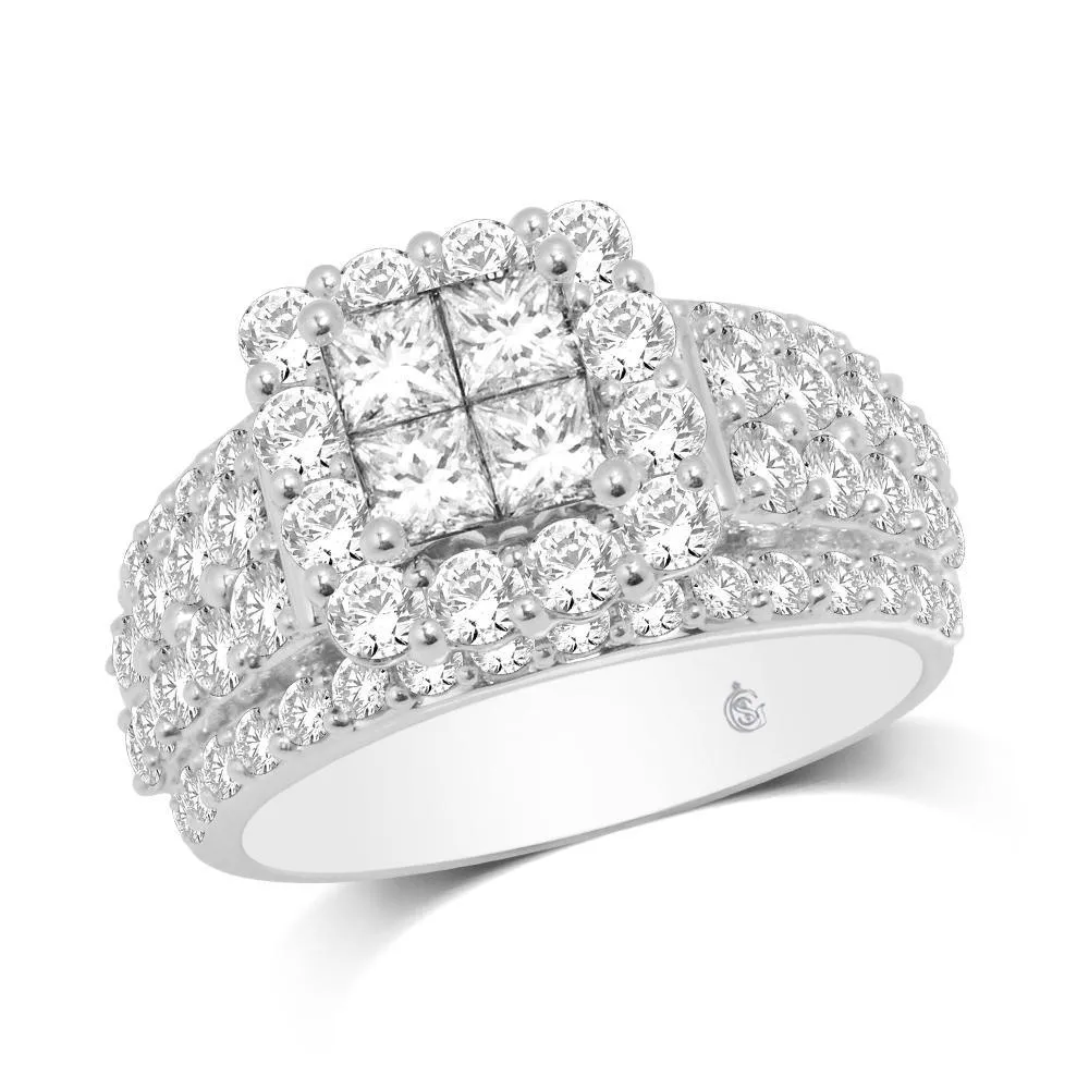 10K White Gold 3 Ct.Tw.Diamond Fashion Invisible Ring