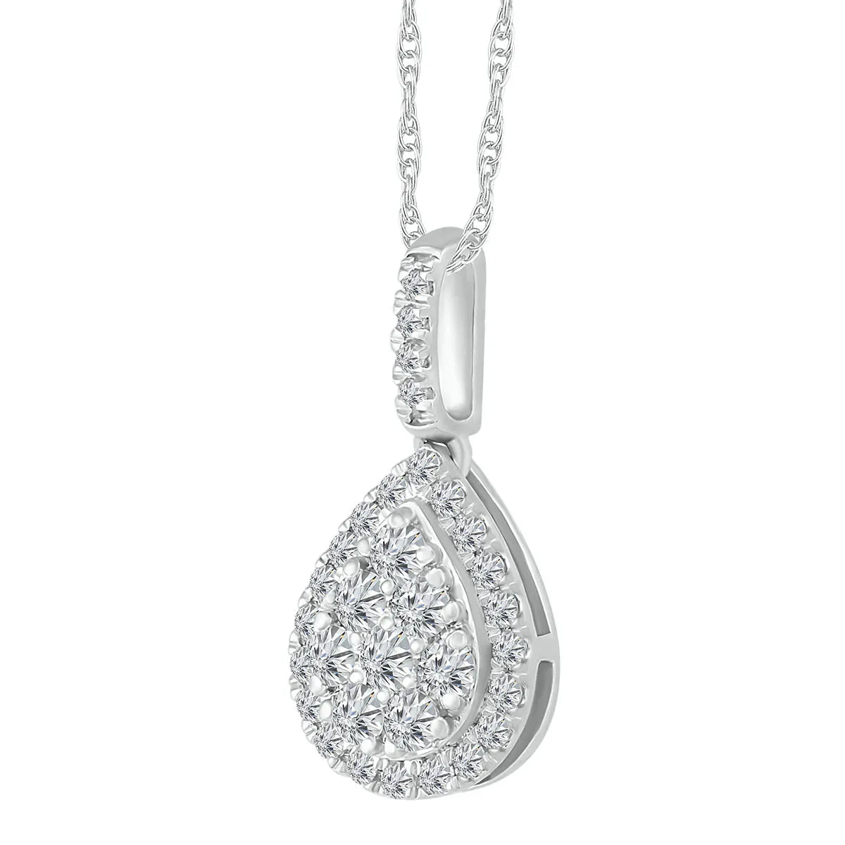 1/4 CTW Diamond Fashion Pear Shaped 18-inch Pendant in 10KT White Gold