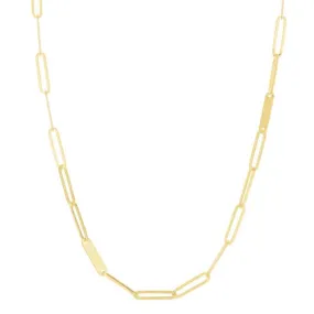 14K Gold Paperclip Bar Fashion Chain