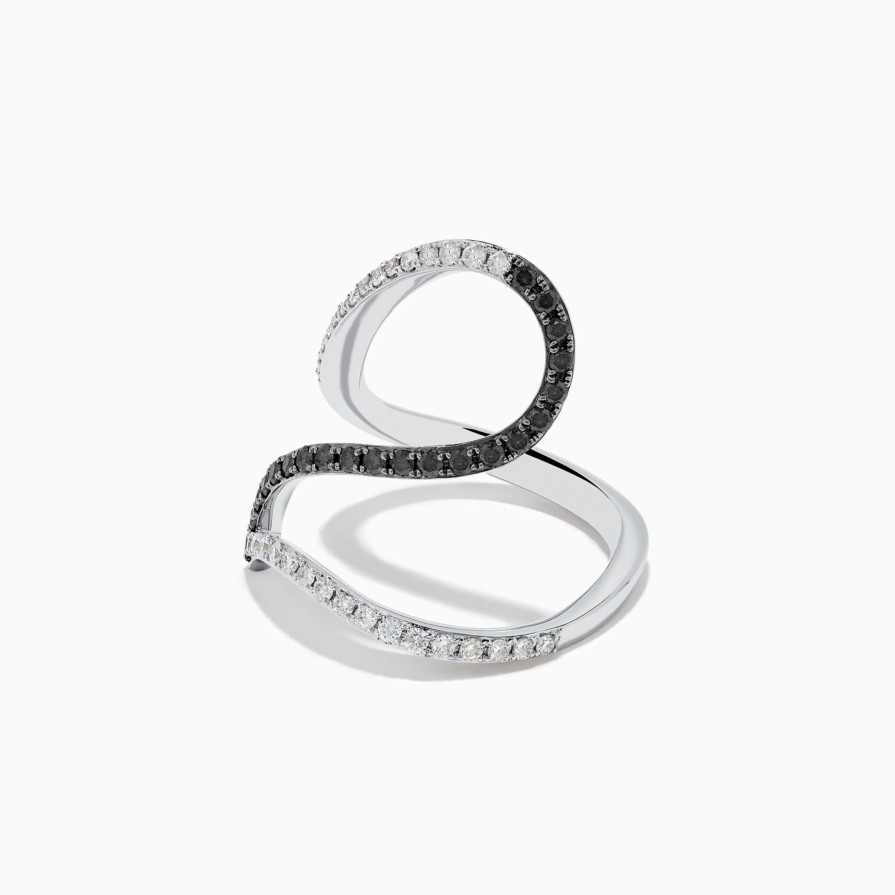 14K White Gold Black and White Diamond Fashion Ring