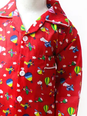 1Yrs - 5Yrs Airplane Red Cotton Night Suit For Kids NG BNS02