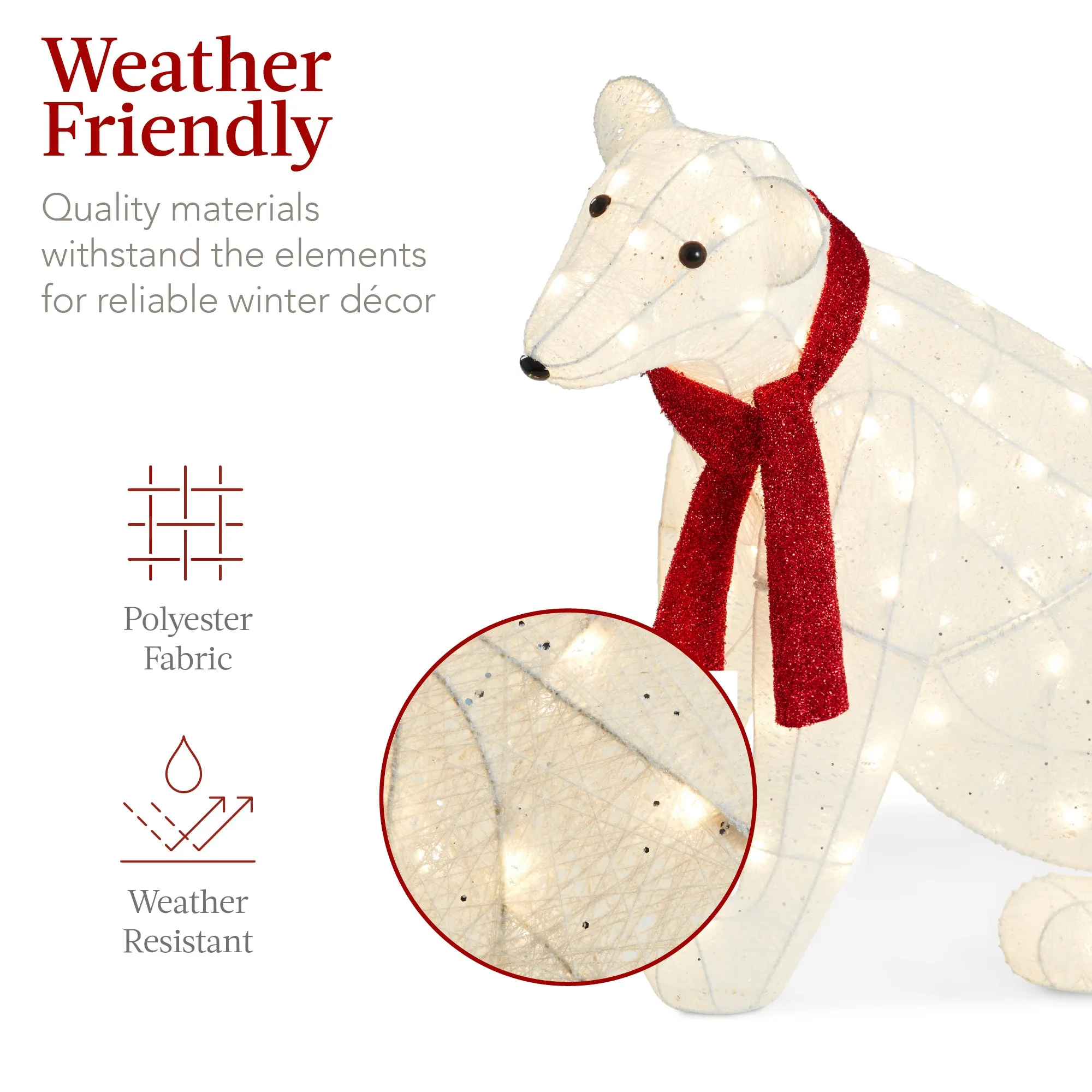 2-Piece Lighted Polar Bear Family Outdoor Decor Set w/ LED Lights