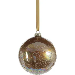 4.75" Sugar Bead Glass Holiday Ball Ornaments, Set of 4