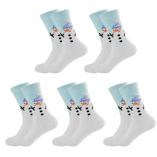 5 Pairs Men/Women Cotton Cartoon Christmas Socks Cute Santa Claus Elk Snow Funny Sock Happy Winter New Year Socks Christmas Gift