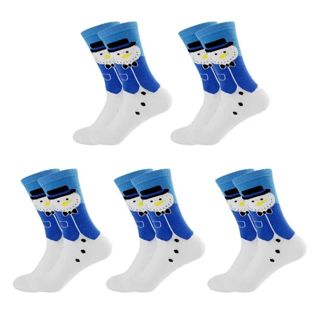 5 Pairs Men/Women Cotton Cartoon Christmas Socks Cute Santa Claus Elk Snow Funny Sock Happy Winter New Year Socks Christmas Gift