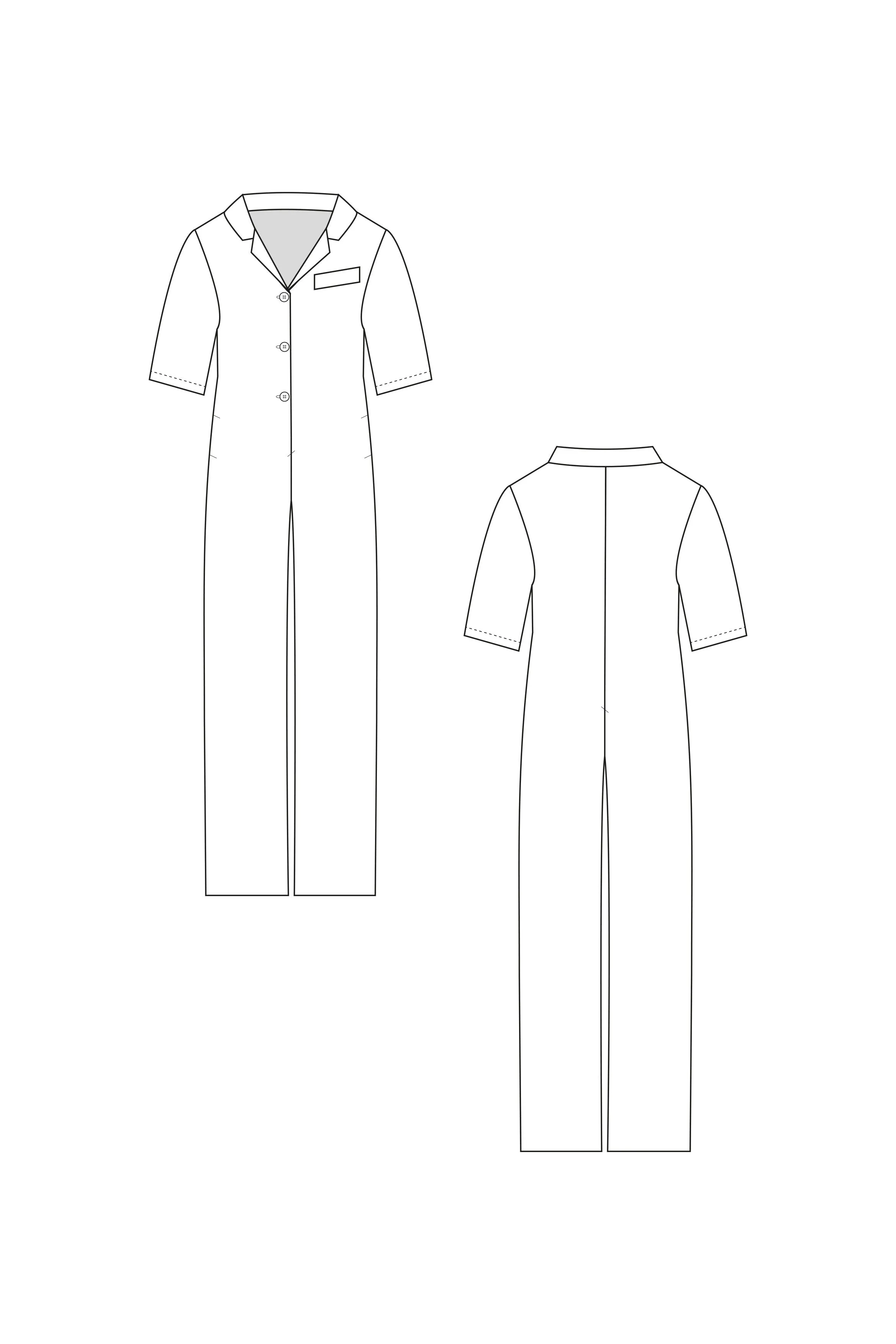 57-4 Wide-fitted overall with lapel collar