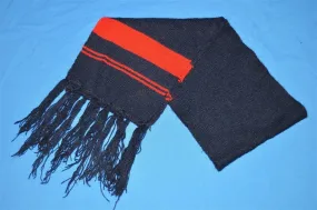 80s Blue Striped Tassel Winter Scarf Youth