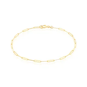 9ct Yellow Gold 19cm Paperclip Bracelet