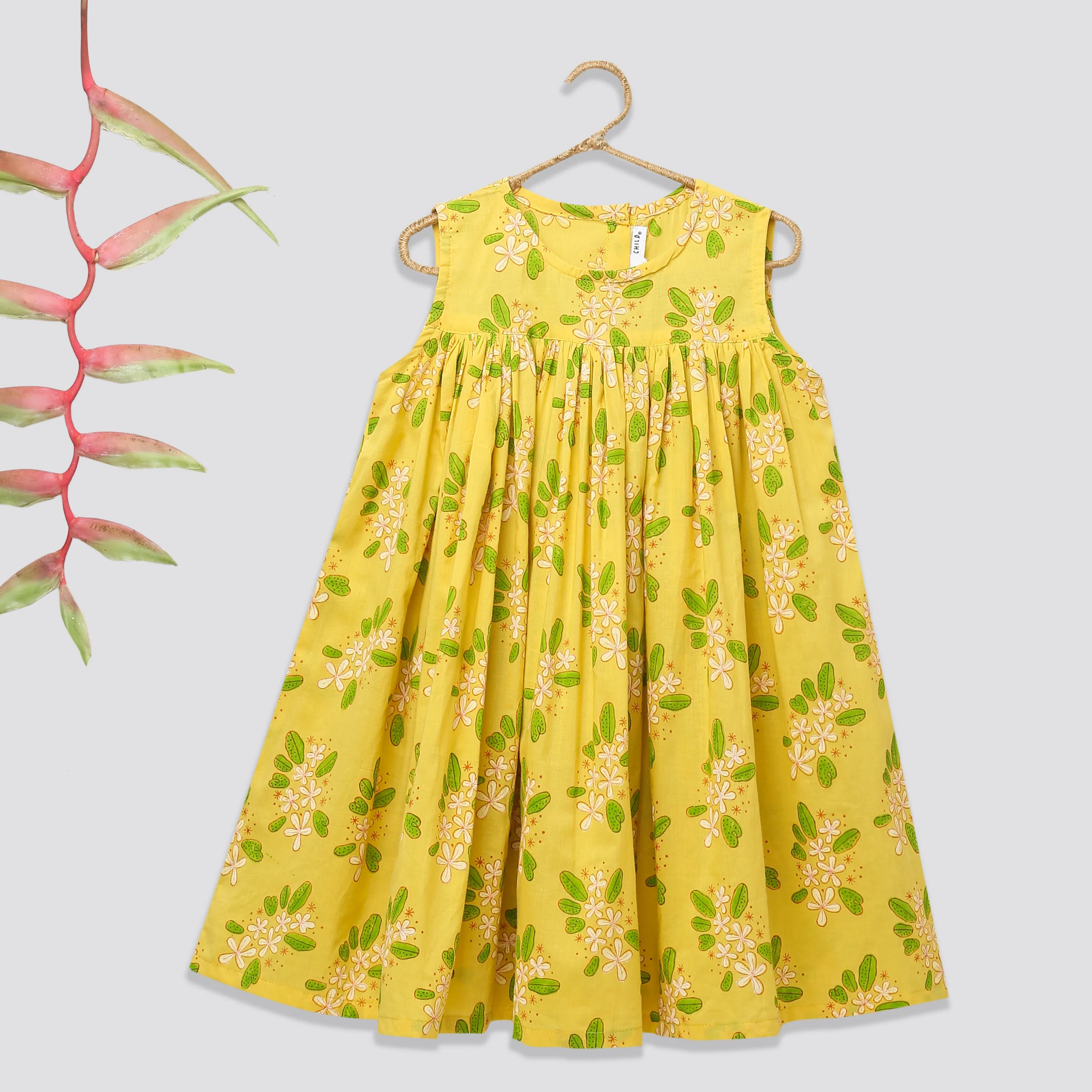 A Bunch of Frangipani' - Flared Dress