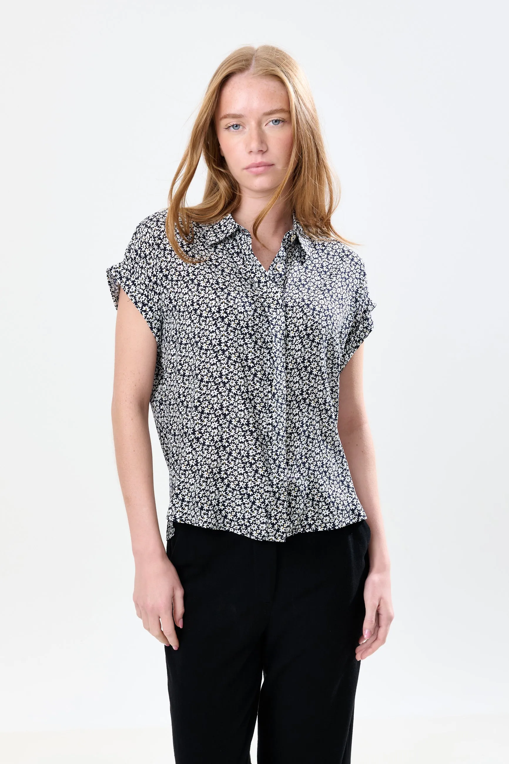 Abinaya Dazzler Print Short Sleeve Shirt - Black