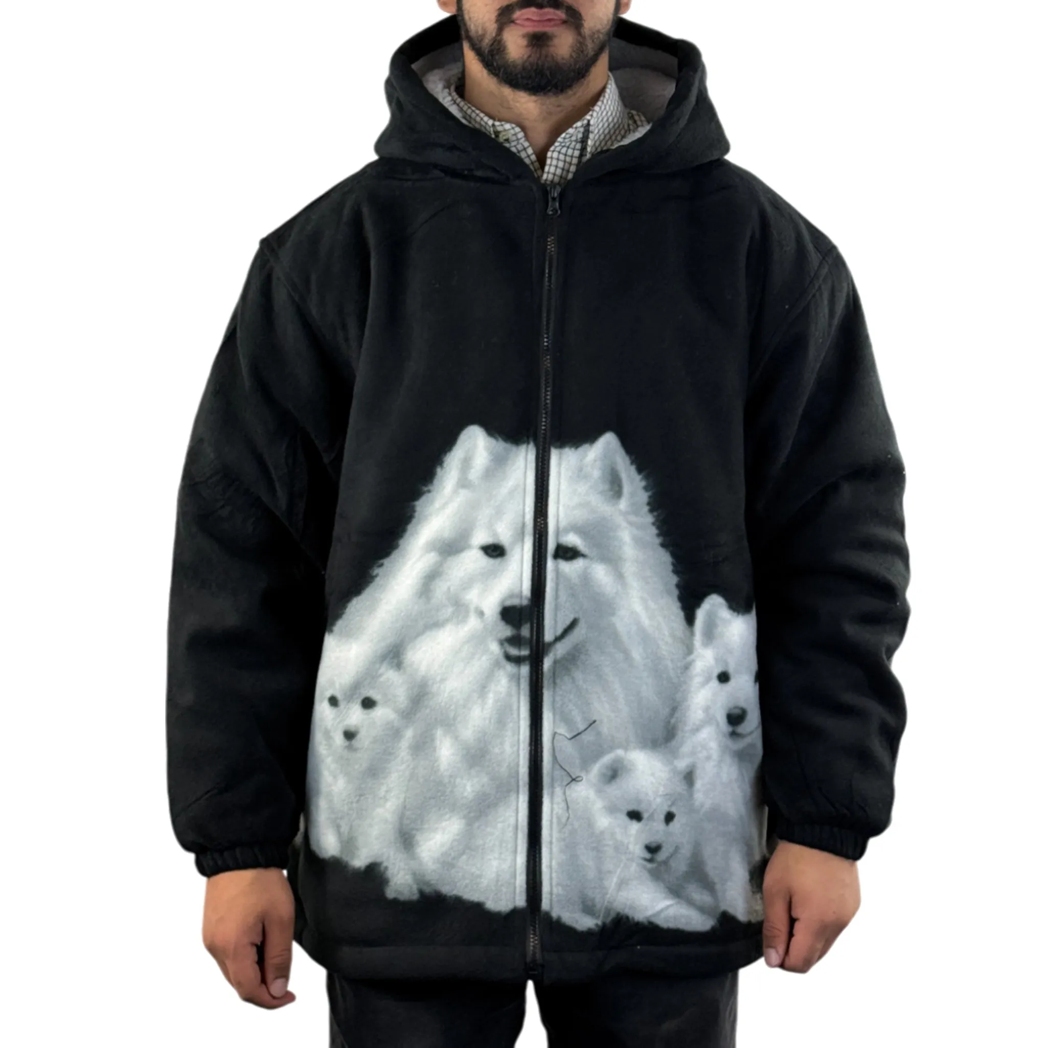 Adults Wolf Dog Cat Animal Print Sherpa Fleece Jacket