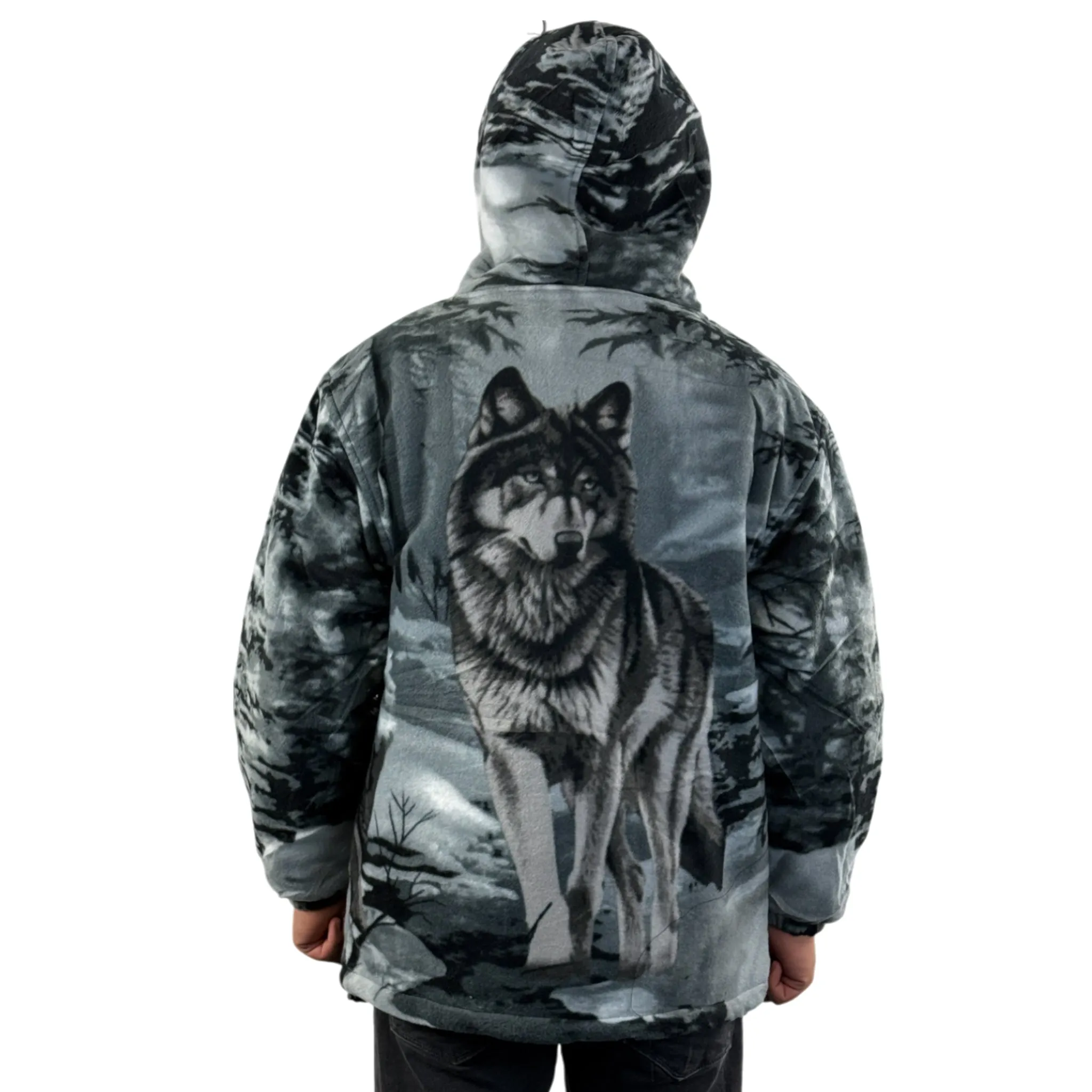 Adults Wolf Dog Cat Animal Print Sherpa Fleece Jacket