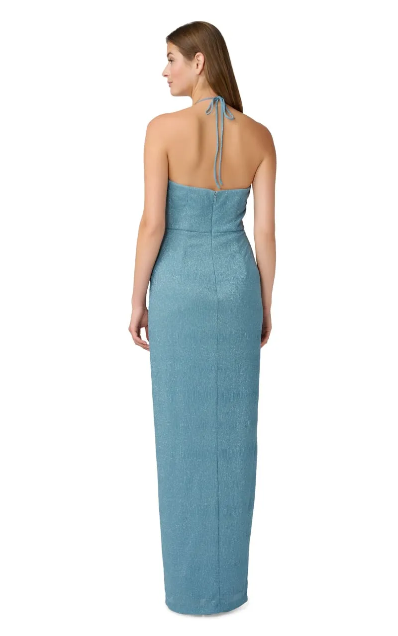 Aidan Mattox- Metallic Knit Halter Gown