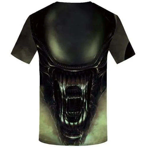 Alien T shirts Men Metal Tshirt Anime Skull T-shirts 3d Gray Tshirt Printed Gothic Tshirts Cool Short Sleeve Hip hop Mens Tops