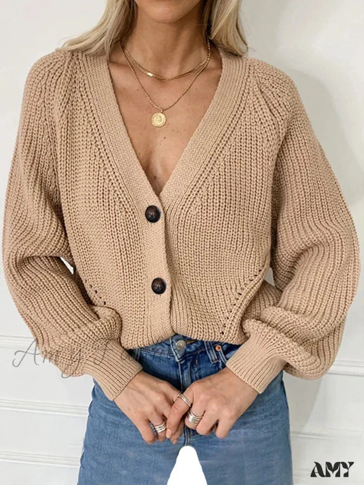 Amy Fashion - Knitted Fashion Autumn Long Sleeve Loose Cardigans