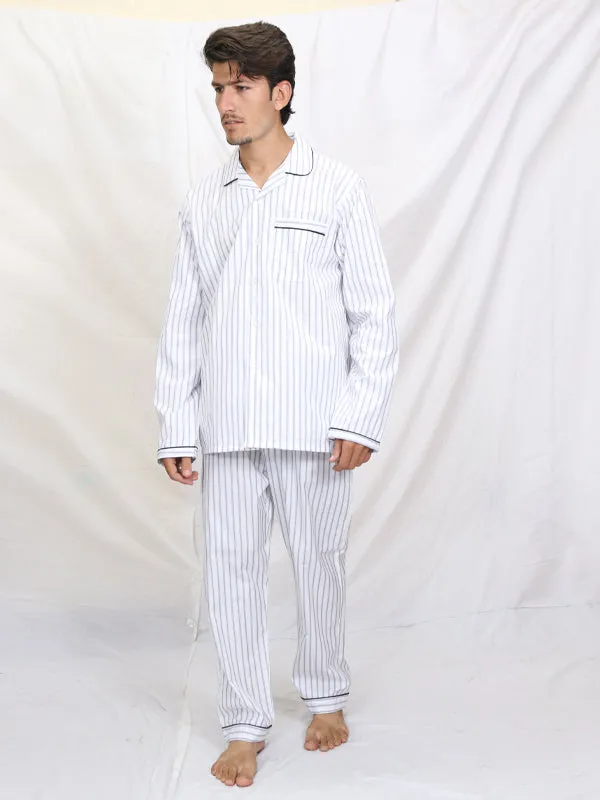 AN Men's Night Suit White BB Lines