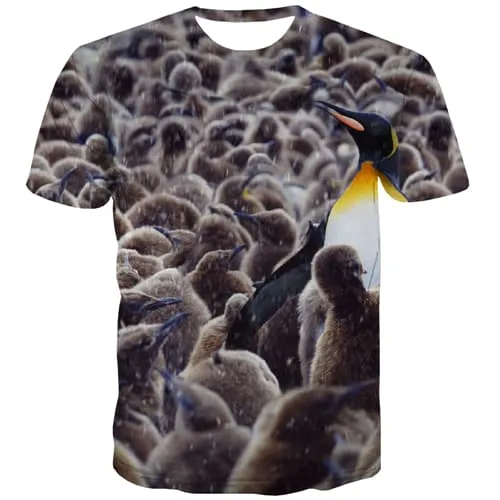 Animal T shirts Men Penguin Tshirts Cool Lovely T shirts Funny Leisure Tshirts Novelty