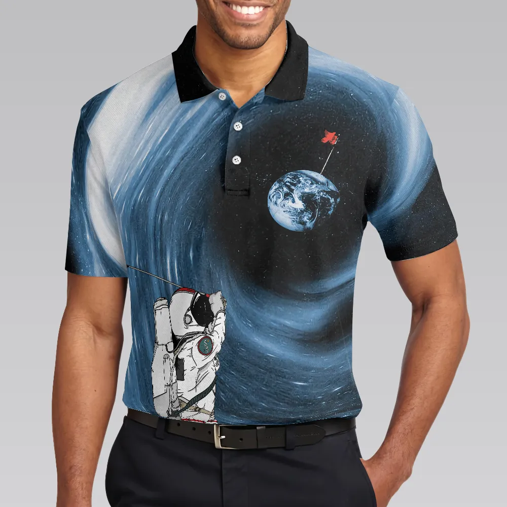 Astronaut Golfing Outer Space Black Golf Polo Shirt, Hole 404 Oops Polo Shirt, Best Golf Shirt For Men