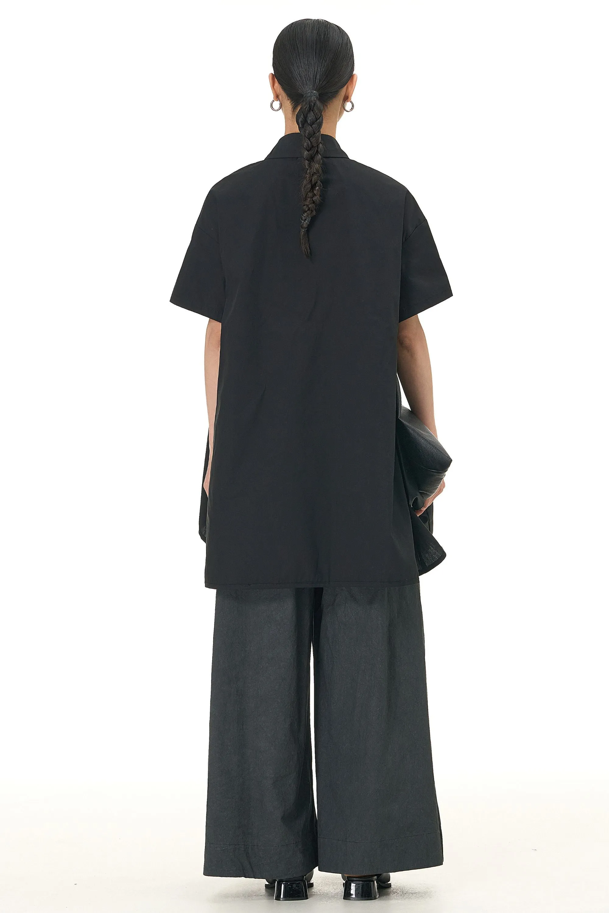 Asymmetrical Oversized Shirt Black