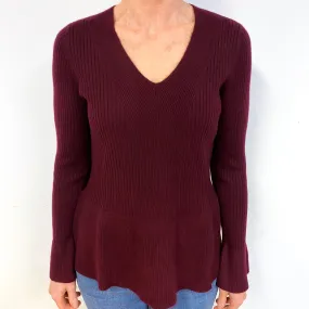 Aubergine Cashmere V-Neck Jumper Medium