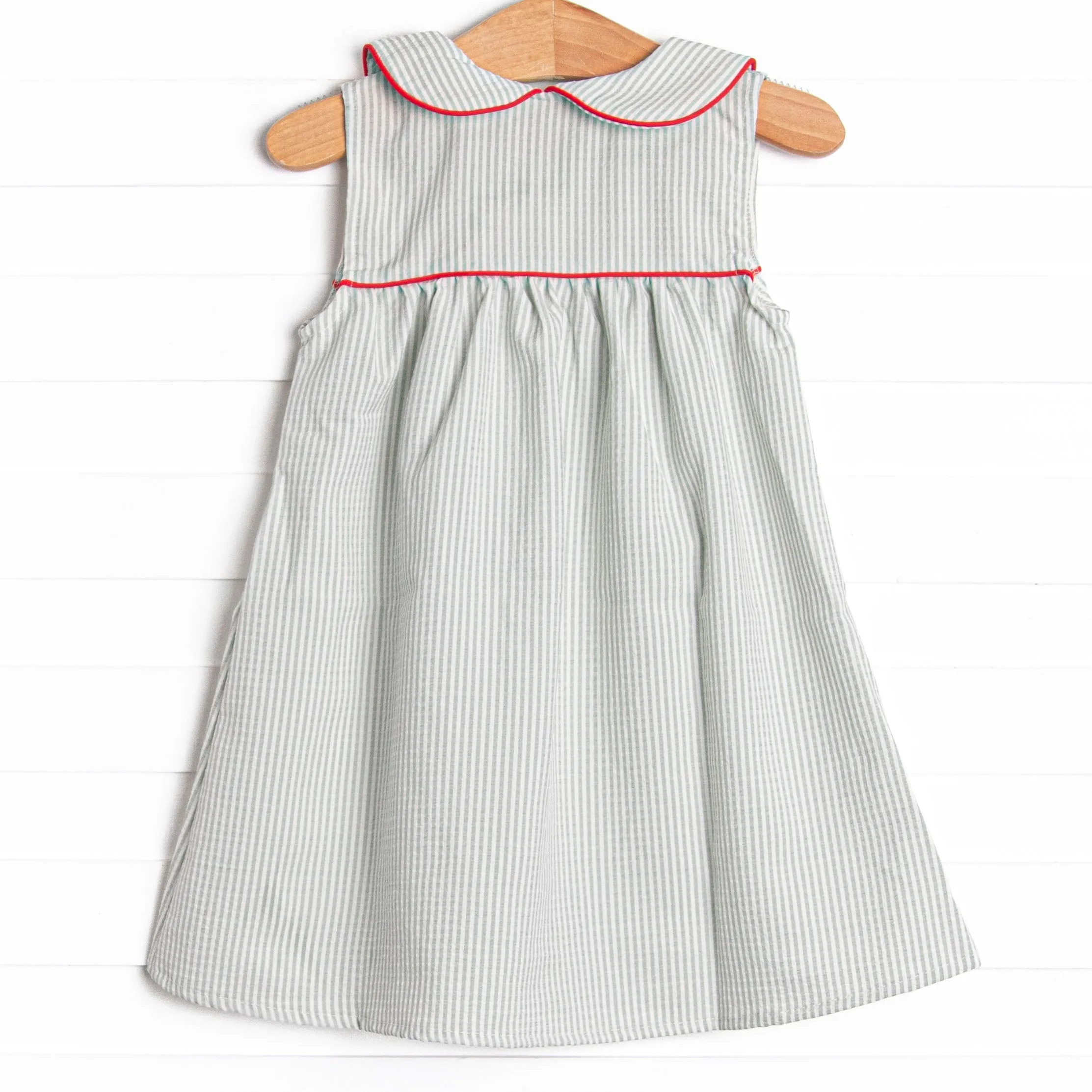 Back to School Basics Dress, Sage Seersucker