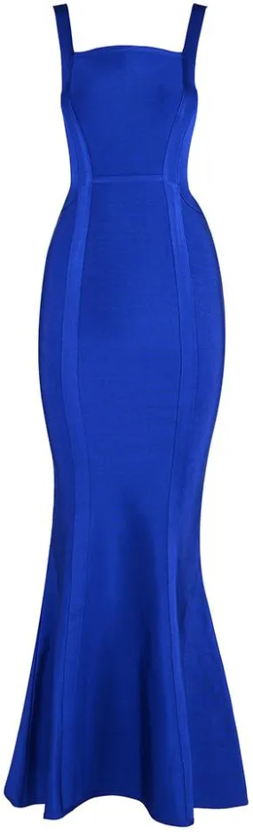 Backless Blue Bodycon Maxi Dress