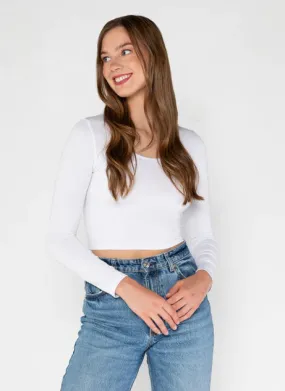 Bamboo Long Sleeve Scoop Neck Crop