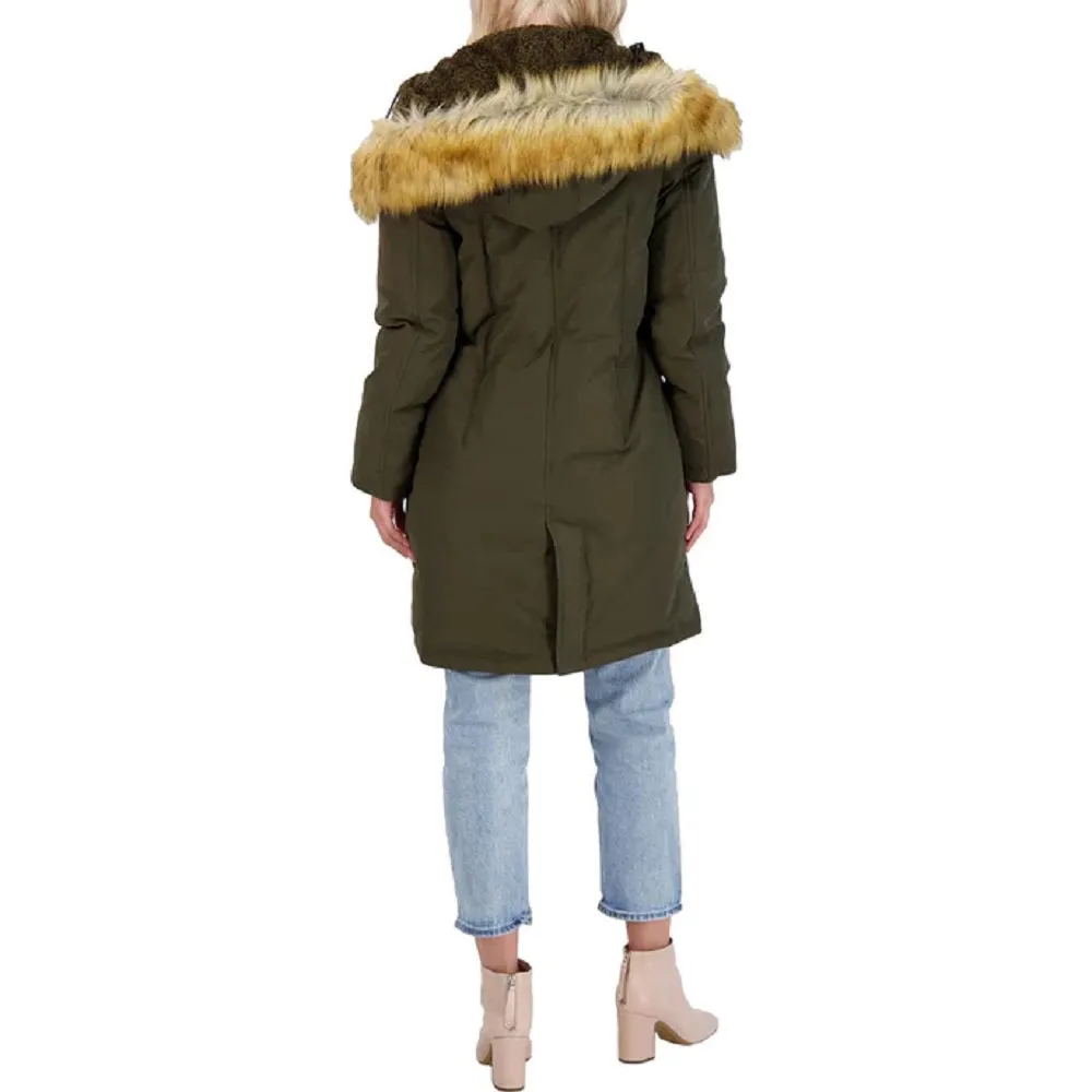 BCBGENERATION Faux-Fur-Trim Hooded Water-Resistant Anorak Coat