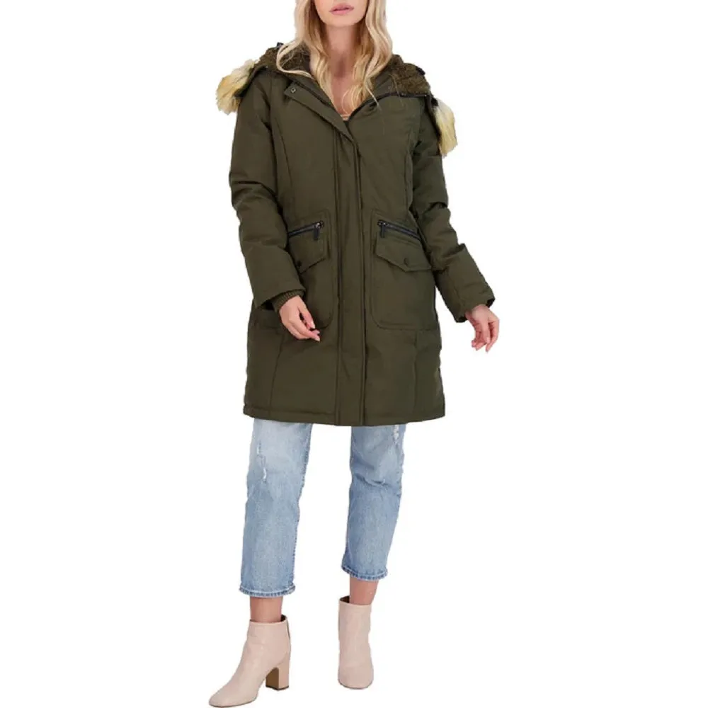 BCBGENERATION Faux-Fur-Trim Hooded Water-Resistant Anorak Coat