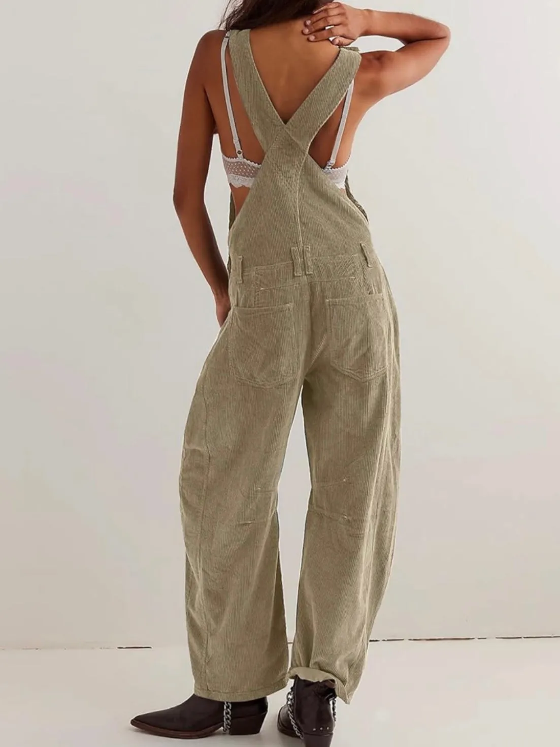 Beige corduroy jumper overall