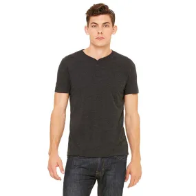 Bella   Canvas Men's Charcoal Black Triblend Short-Sleeve Henley