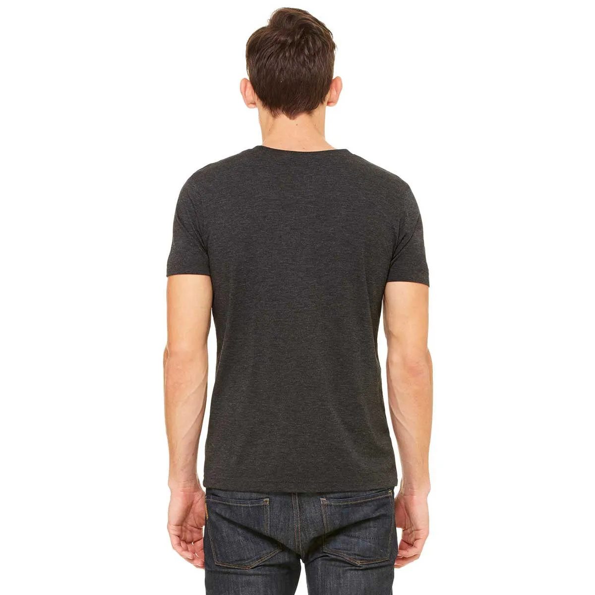 Bella   Canvas Men's Charcoal Black Triblend Short-Sleeve Henley