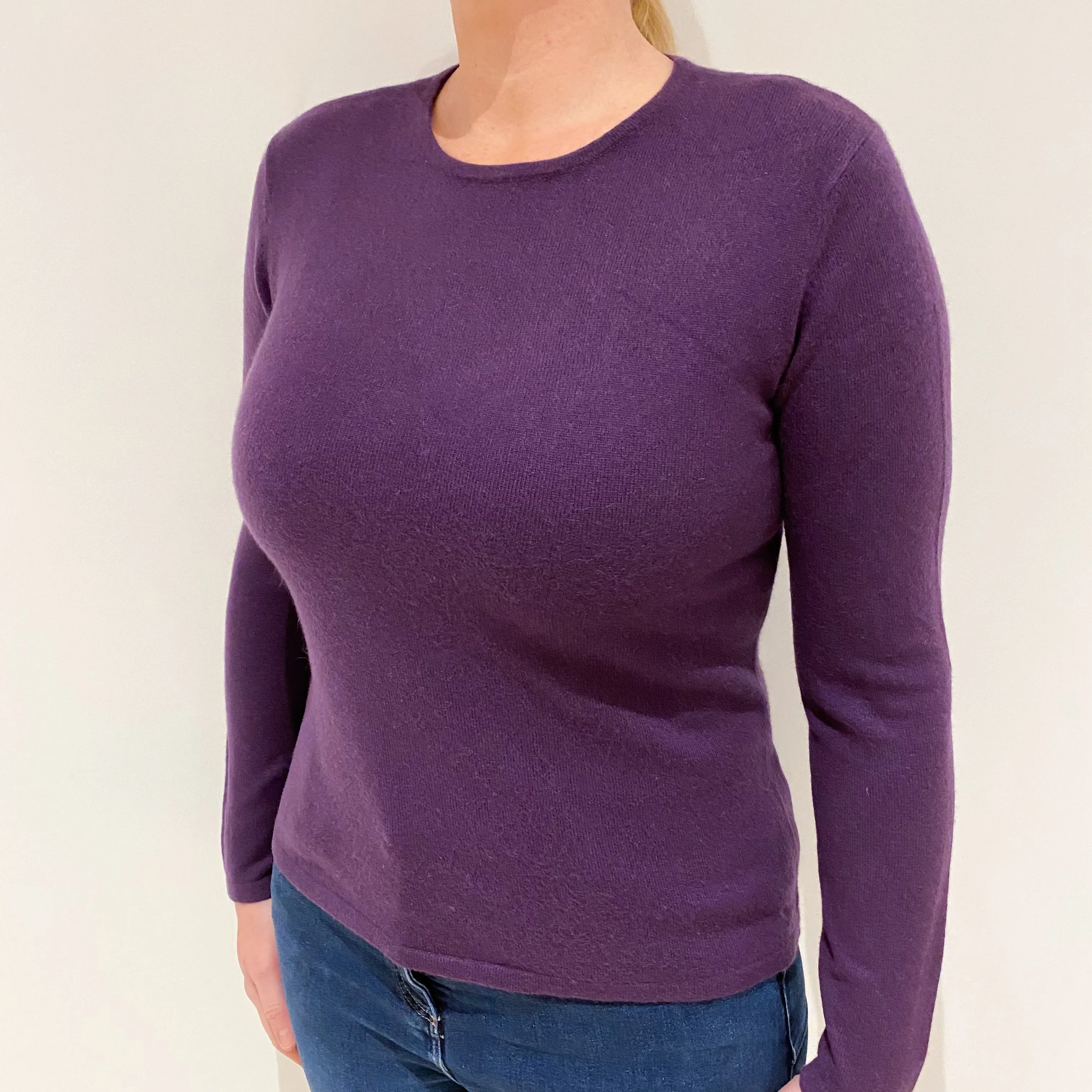 Blueberry Purple Cashmere Crew Neck Jumper Large