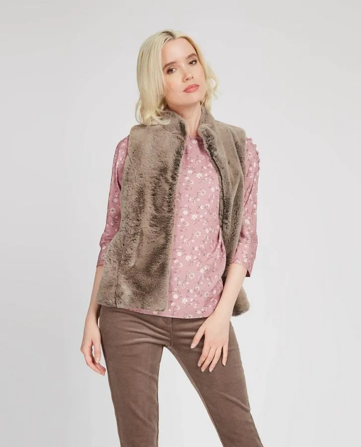 Blush/Mocha Stencil Floral Blouse