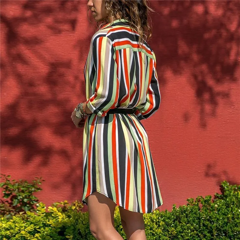 Boho Dress - Striped Shirt Dress