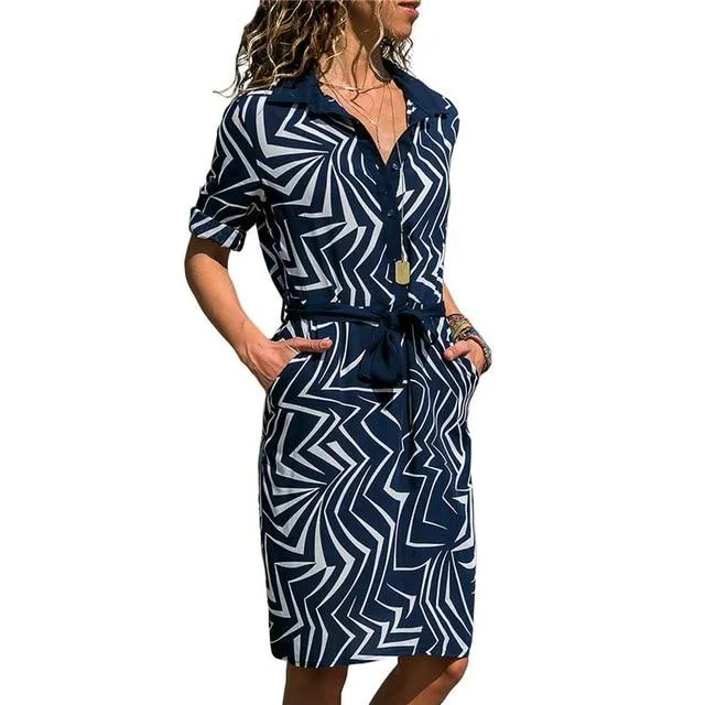 Boho Dress - Striped Shirt Dress