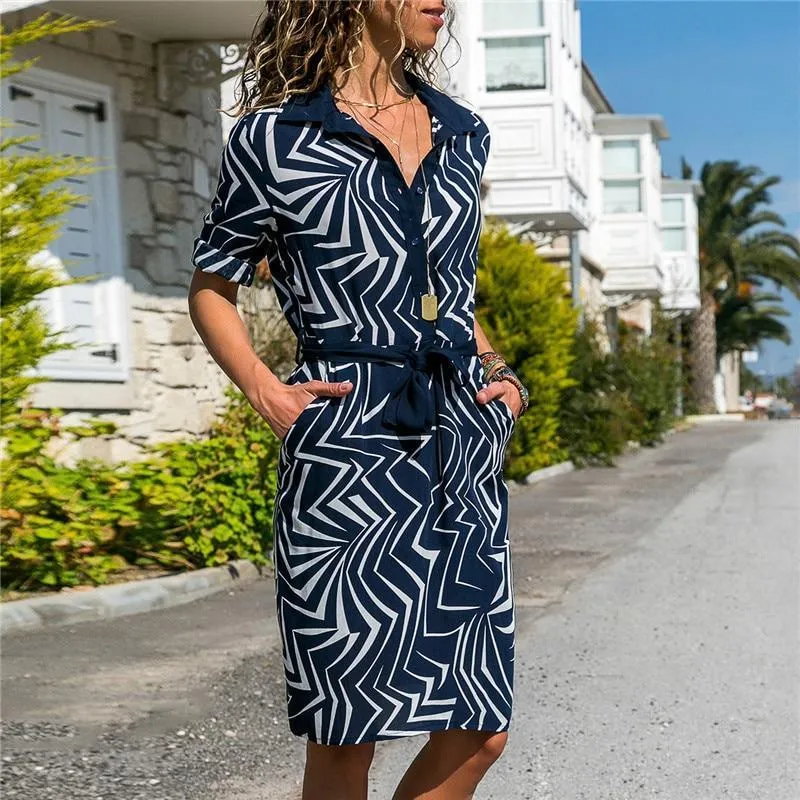 Boho Dress - Striped Shirt Dress