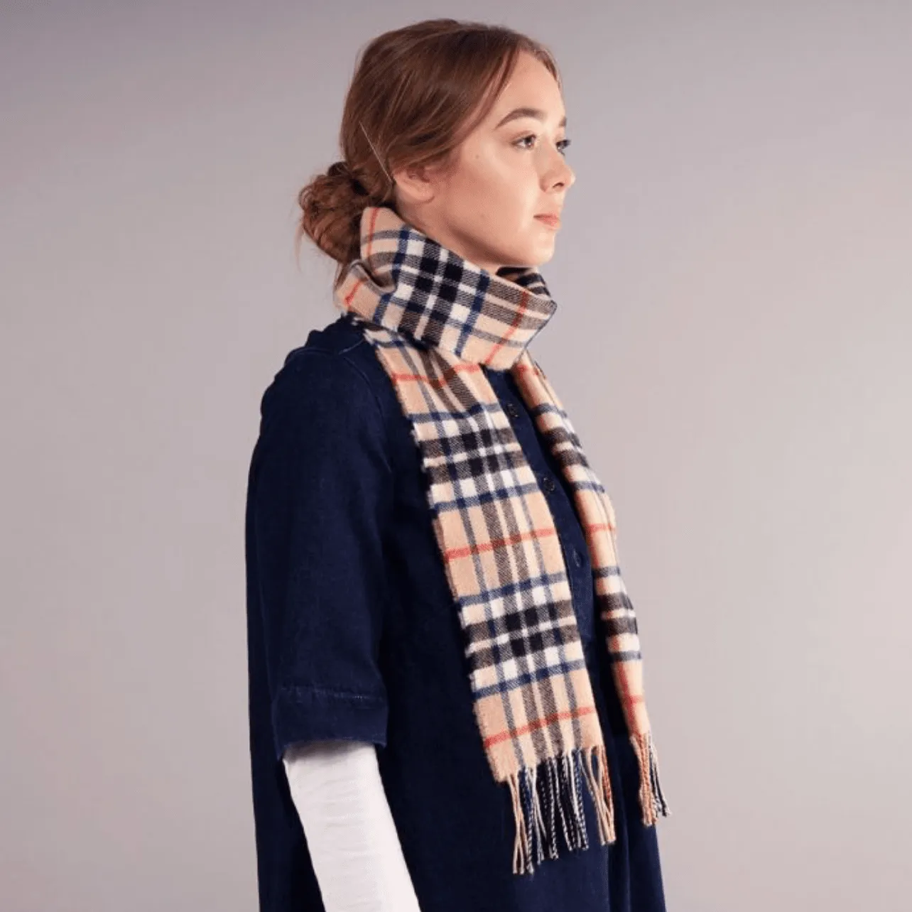 Bowhill Thomson Camel Lambswool Scarf | Wool Scarf