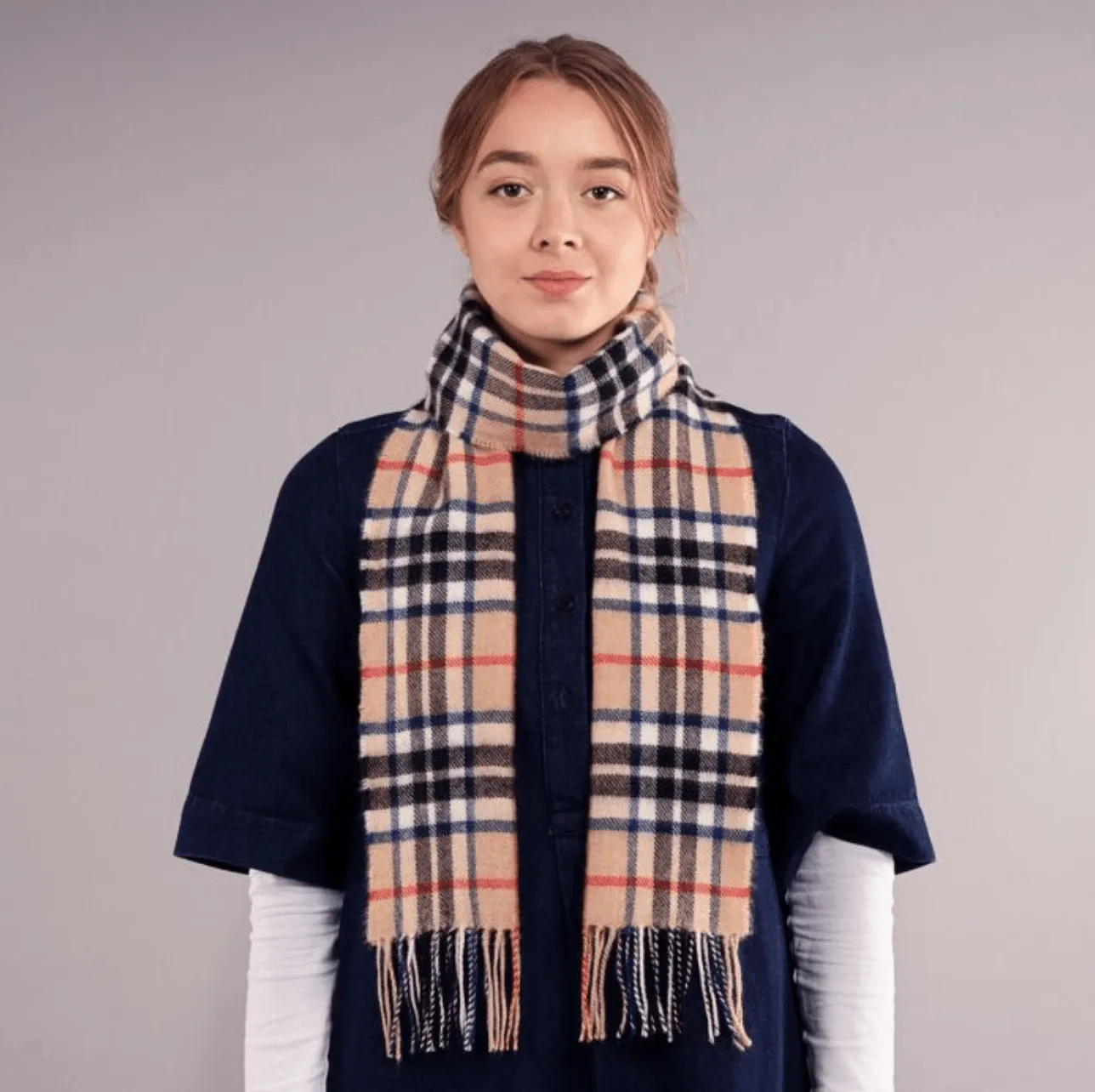 Bowhill Thomson Camel Lambswool Scarf | Wool Scarf