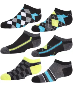 Boys' 6 Pair Pack  Argyle Flow Low Cut Socks